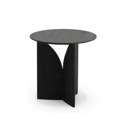 Table d'appoint Fin en teck noir verni - Ø 50 cm