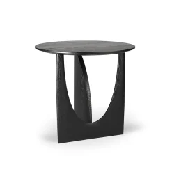 Table d'appoint Geometric en chêne noir verni - Ø 51 x h 50 cm
