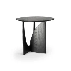 Table d'appoint Geometric en chêne noir verni - Ø 51 x h 50 cm
