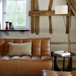 Table d'appoint Geometric en chêne noir verni - Ø 51 x h 50 cm