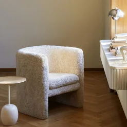 Table d'appoint Lato LN8 Chêne / Marbre Crema Diva - Ø 40 cm