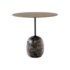 Table d'appoint Lato LN9 Noyer / Marbre Emparador - Ø 50 cm