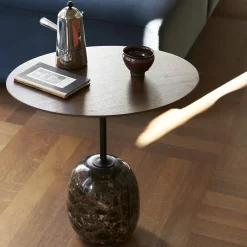 Table d'appoint Lato LN9 Noyer / Marbre Emparador - Ø 50 cm