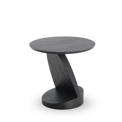 Table d'appoint Oblic en teck noir verni - Ø 52 cm