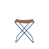 Tabouret Pliant Nola cuir et fer - 39 x 31 x 45 cm - Intense Bleu