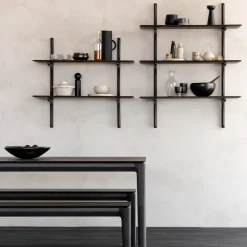 Étagère Murale PI en Acajou Brun Foncé - 2 étagères