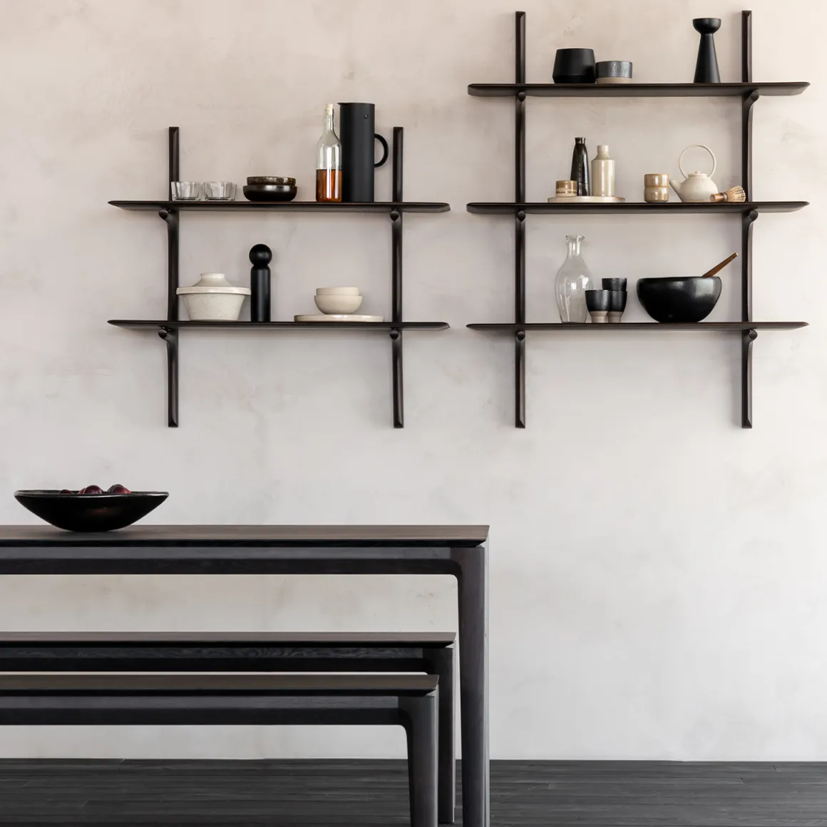 Étagère Murale PI en Acajou Brun Foncé - 2 étagères