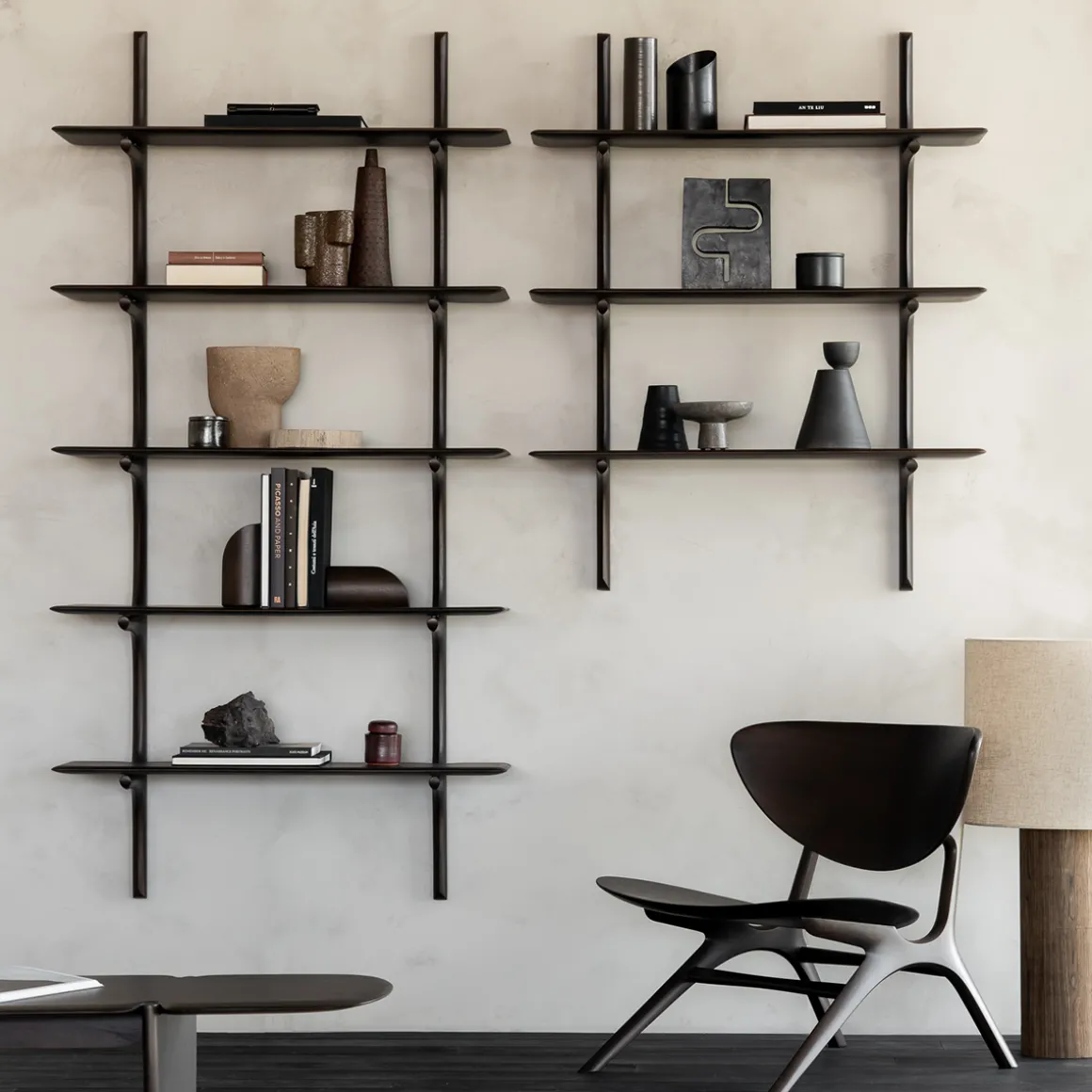 Étagère Murale PI en Acajou Brun Foncé - 5 étagères