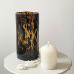 Vase Tube Léopard Brun - ? 12 cm